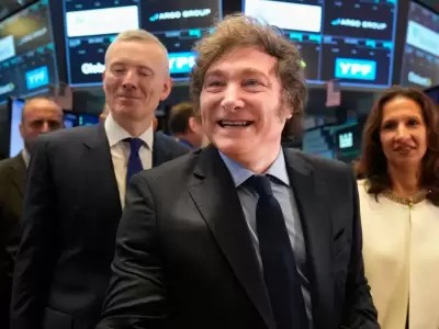 El presidente Javier Milei cuando toc� la campana en Wall Street. (Foto: web)