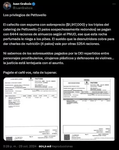 Posteo de X de Juan Grabois