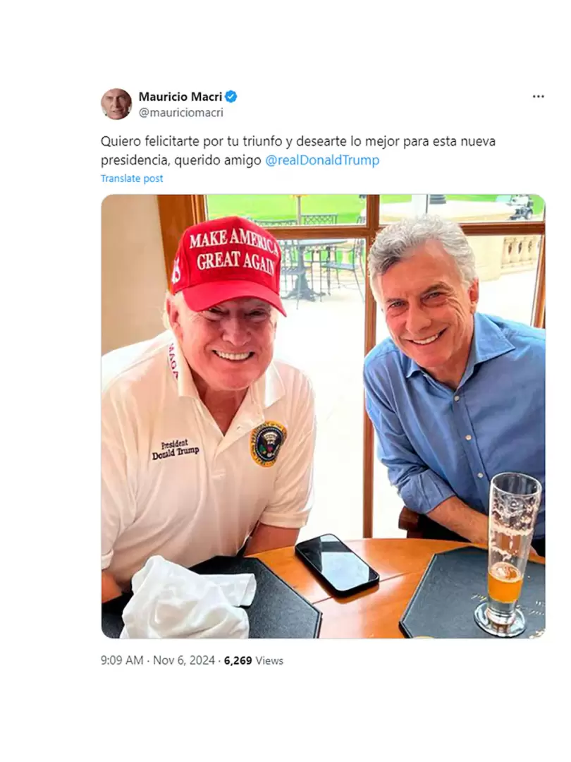 El saludo de Macri a Trump.