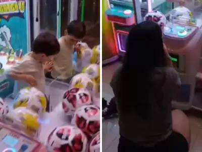 Un ni�o burl� el sistema y se meti� en una m�quina de pelotas.