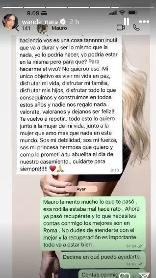 Ele mensaje de Wanda Nara a Mauro Icardi tras conocerse la gravedad de la lesi�n