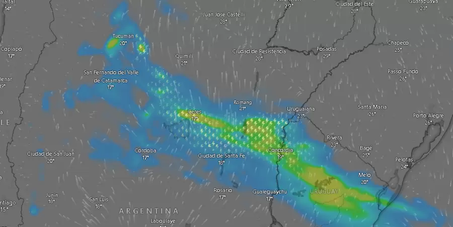 Precipitaciones de agua en parte del norte del pa�s y El Litoral.