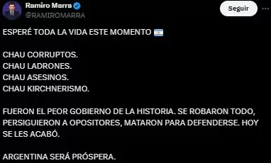 Publicaci�n de Marra en X.