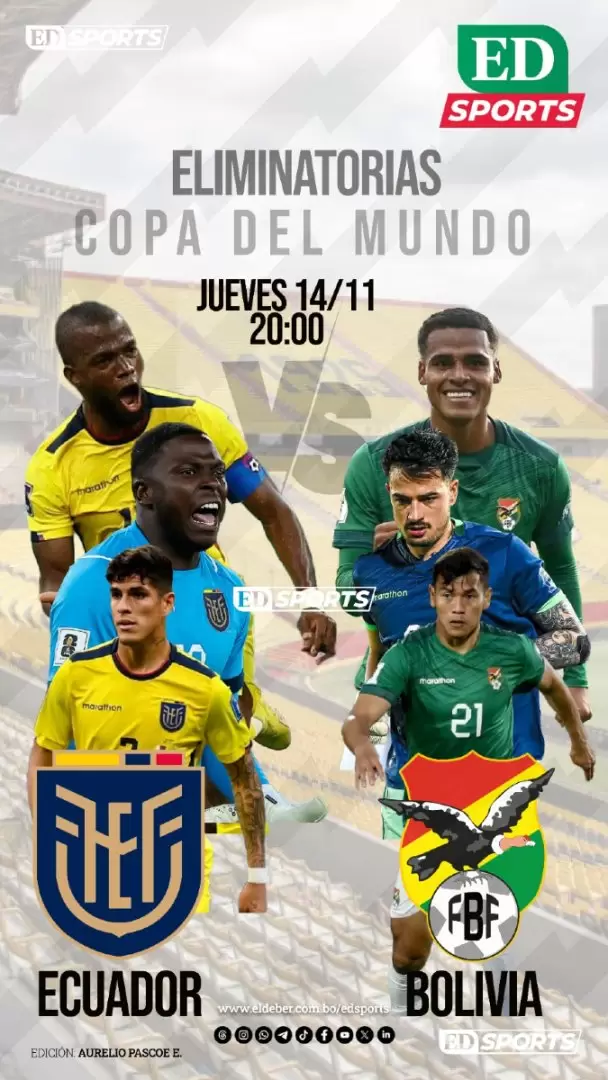 Ecuador y Bolivia juegan a las 22 de nuestro pa�s