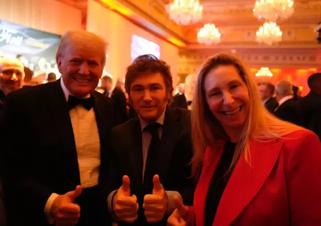 Trump, Javier Milei y Karina Milei.