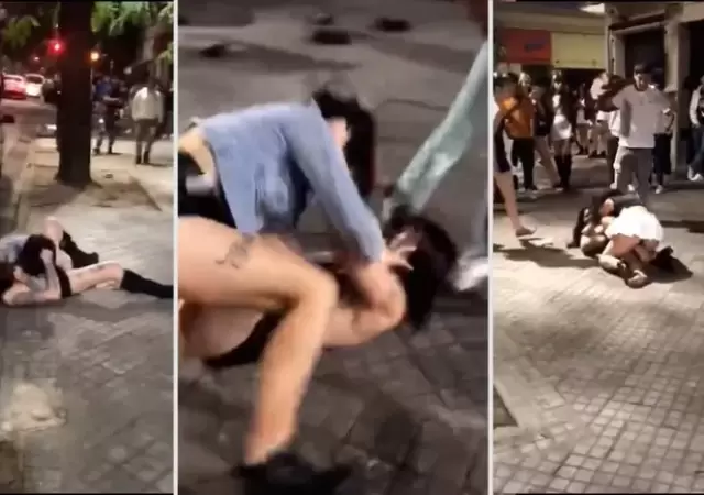 Pelea de chicas a la salida de un boliche.