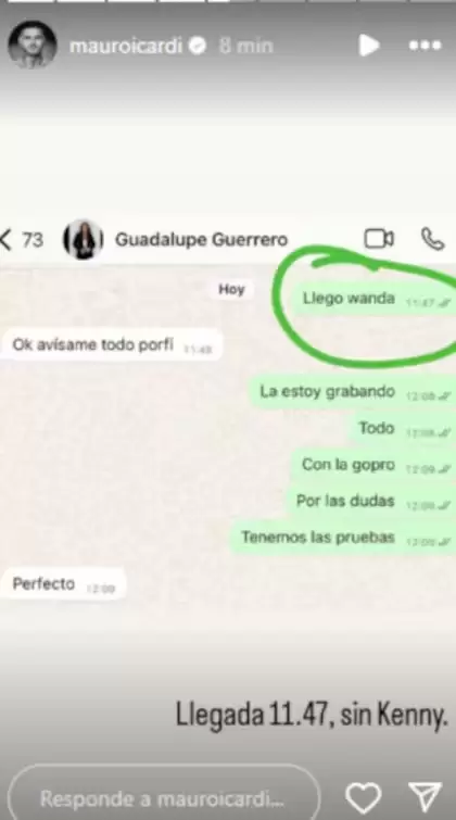 Icardi y su chat con su abogada.