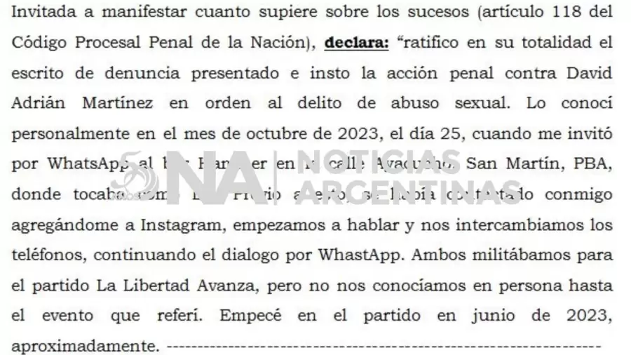 La denuncia que accedi� NA.