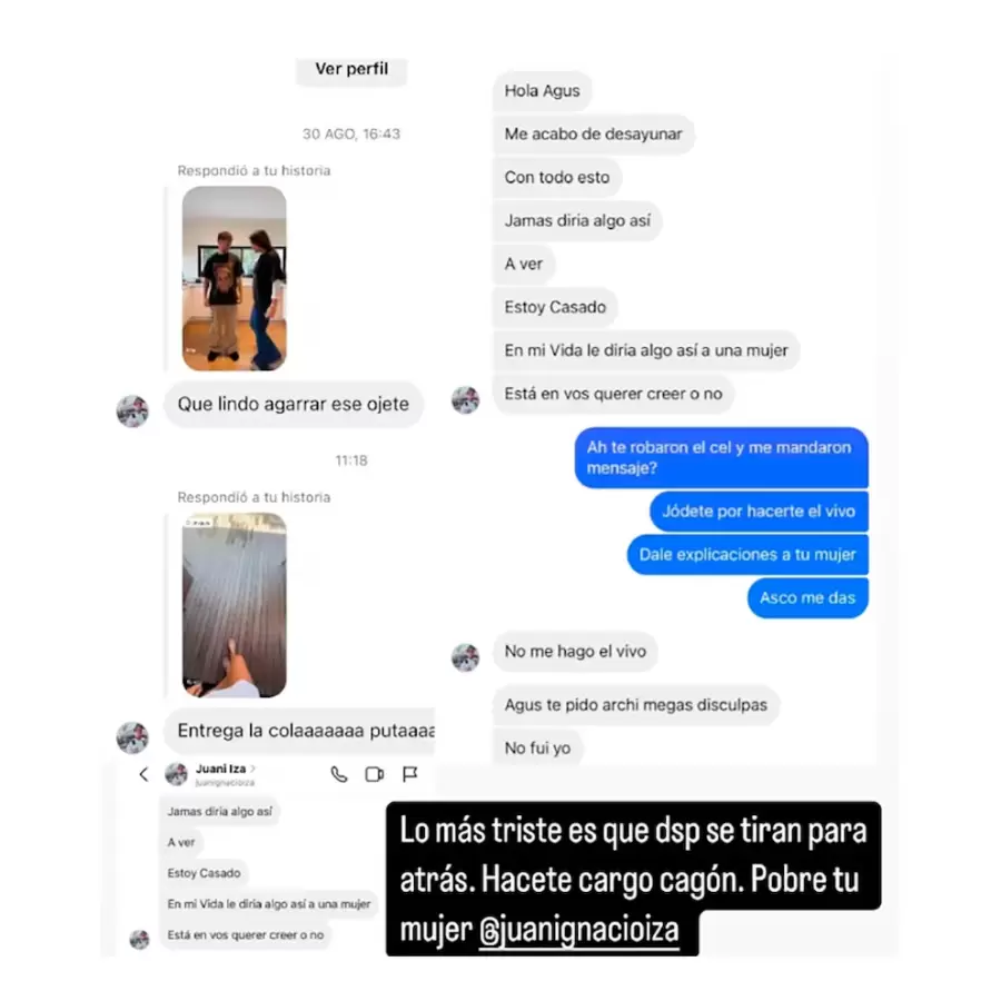 Los chats que dio a conocer la deportista.