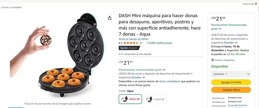 M�quina para hacer donas vendida por Amazon