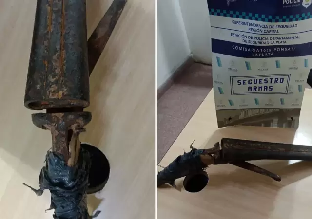 El arma que portaba el menor intimidando a los vecinos. (Foto: 0221.com.ar)