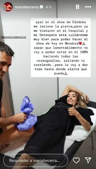 María Becerra se lesionó en el recital en Córdoba