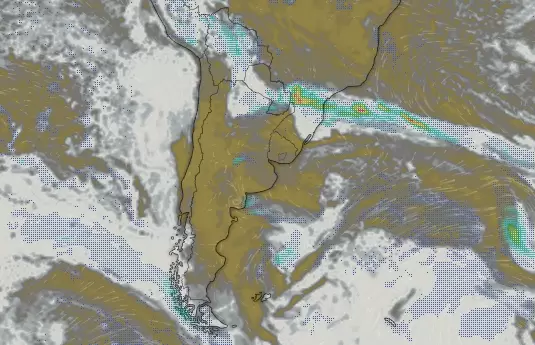 Nubosidad sobre la Rep�blica Argentina a las 09.39 del lunes 9 de diciembre de 2024.