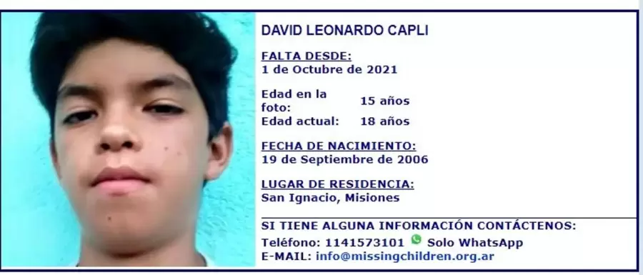 David Leonardo Capli es buscado desde octubre de 2021