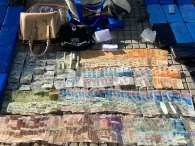 Coca�na, pesos y d�lares fueron encontrados en el interior del auto donde viajaba la familia de narcotraficantes.