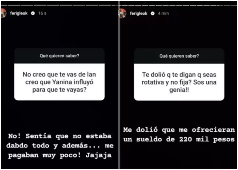 Fernanda, contestando las preguntas de un seguidor.