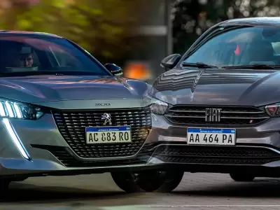 El Peugeot 208 y el Fiat Cronos, dos exponentes nacionales.