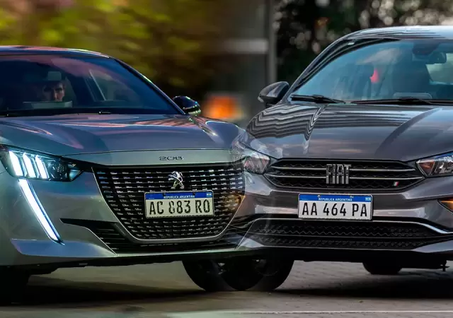 El Peugeot 208 y el Fiat Cronos, dos exponentes nacionales.