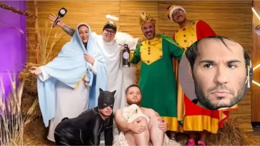 Tom�s Dente y el equipo que parodi� el nacimiento de Jes�s de Nazaret.