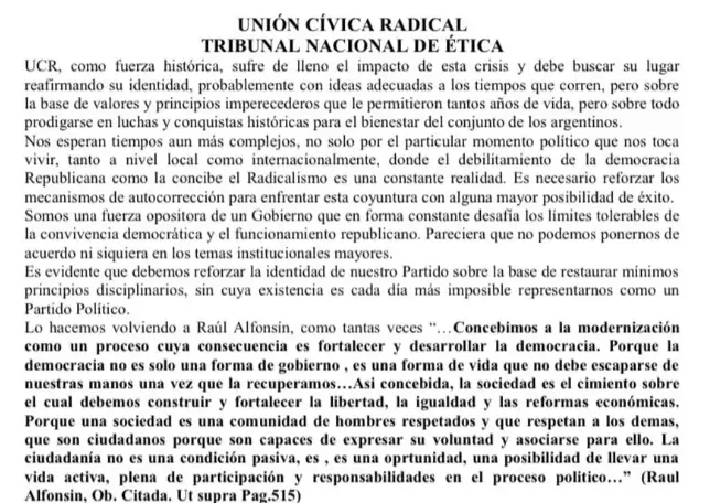 Comunicado emitido desde la UCR sobre la expulsi�n de los tres diputados que apoyaron a Milei.