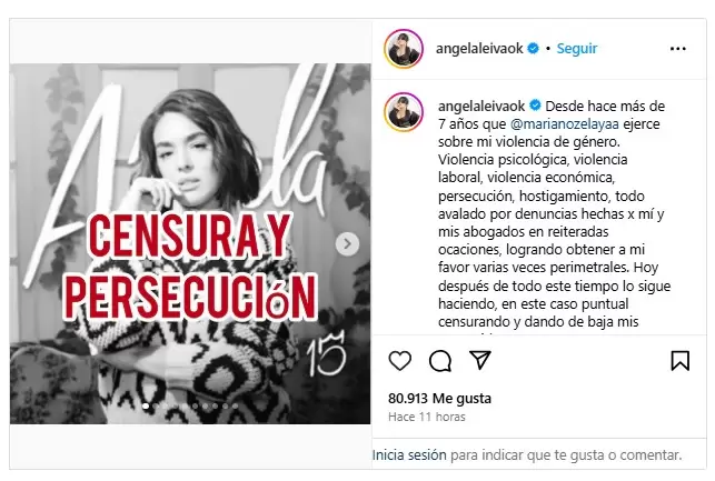 Publicación de Ángela Leiva.