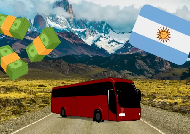 Pasaje en colectivo en Argentina.