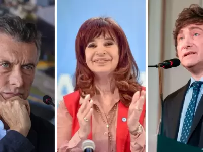 Mauricio Macri, Cristina Kirchner y Javier Milei.