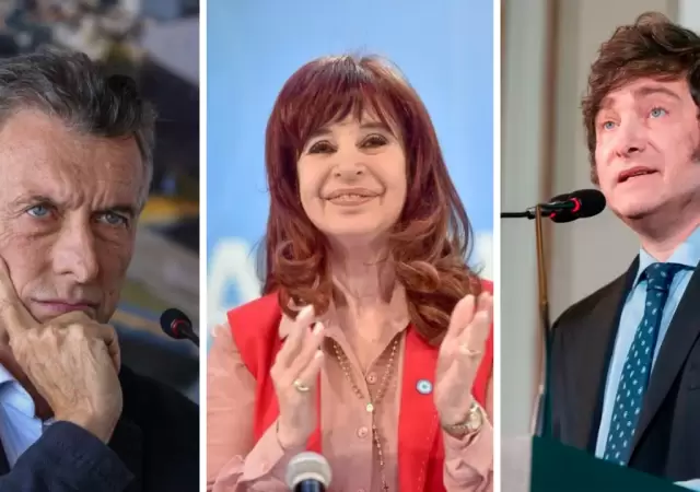 Mauricio Macri, Cristina Kirchner y Javier Milei.