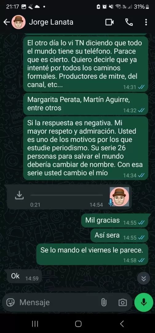 Captura de Whatsapp