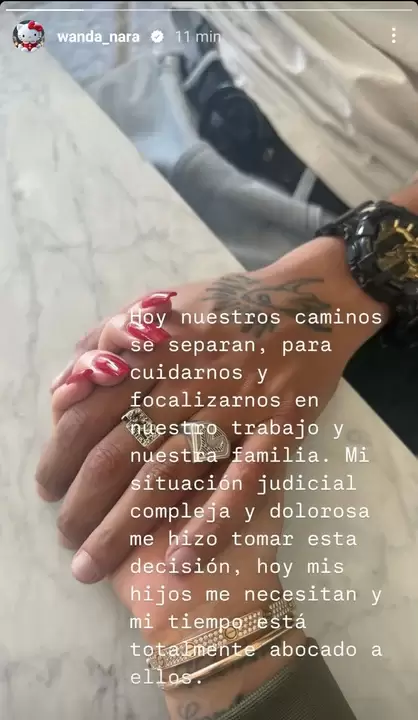 La despedida de Wanda en sus Redes Sociales.