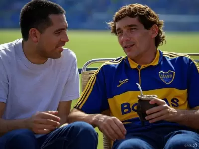 Riquelme y Ayrton Senna en la Bombonera.