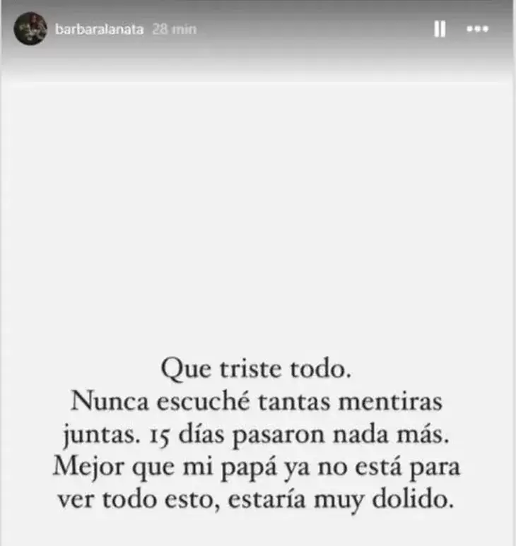 La historia de Bárbara Lanata en su cuenta de Instagram.
