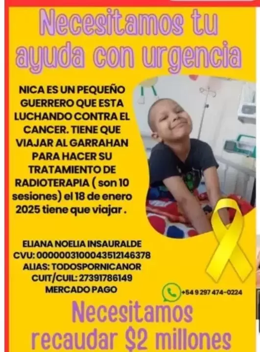 El flyer con el pedido de ayuda para Nicanor