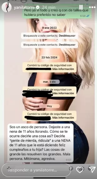Yanina Latorre public� una historia en Instagram con el n�mero de tel�fono de La China Suarez, despu�s la volvi� a subir tapandolo