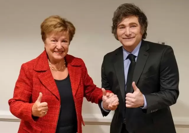 Javier Milei con la titular del FMI Kristalina Georgieva