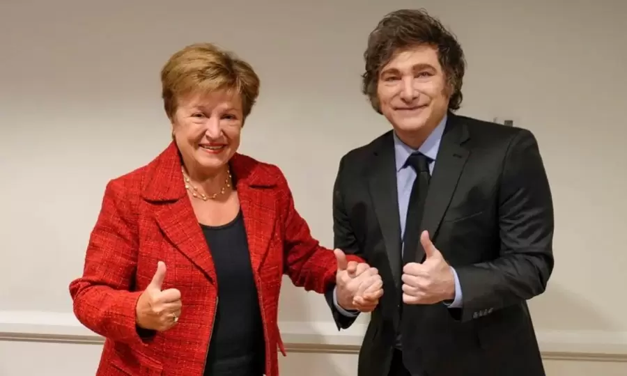 Javier Milei con la titular del FMI Kristalina Georgieva