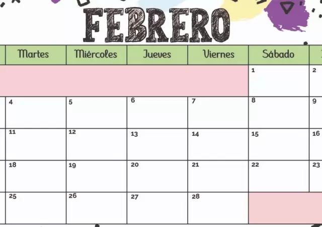 Calendario de febrero 2025