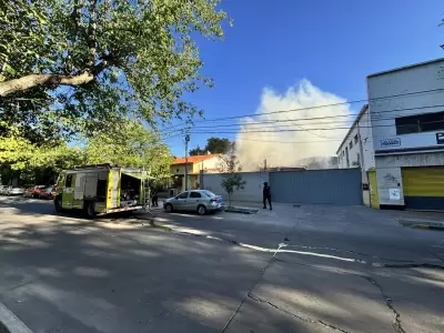 El galp�n en el que comenzaron las llamas.