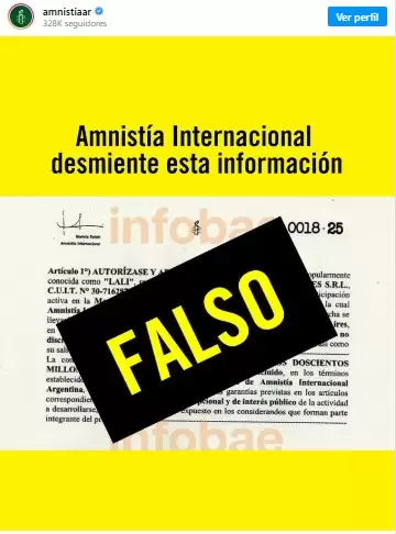 "M�s trucho que billete de tres pesos", escribi� Amnistia en su cuenta de Instagram.