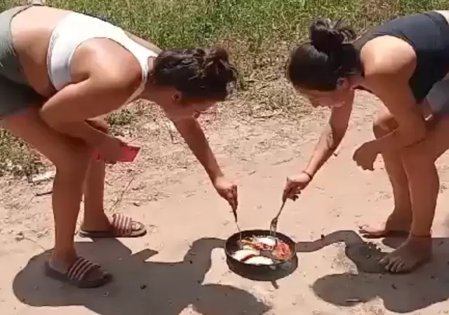 Los chaque�os que cocinan sin gas natural, utilizando el calor del suelo para preparar sus comidas.