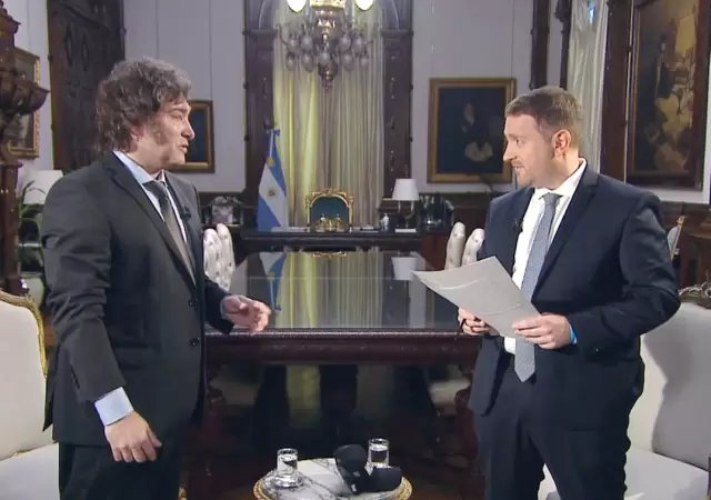 El Presidente y Viale antes de empezar la entrevista./