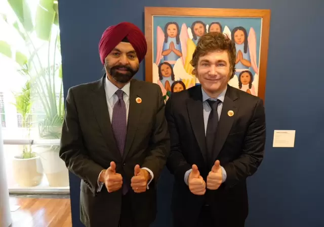 Javier Milei con Ajay Benga, presidente del Banco Mundial,