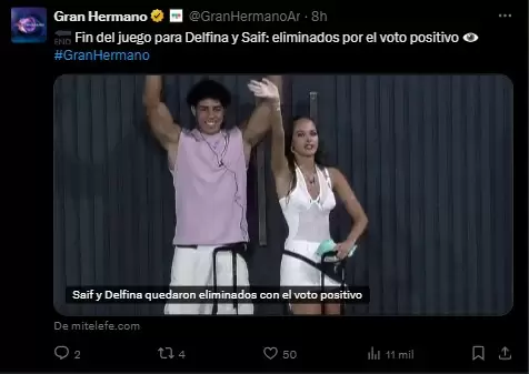 Delfina y Saif eliminados por el voto positivo.