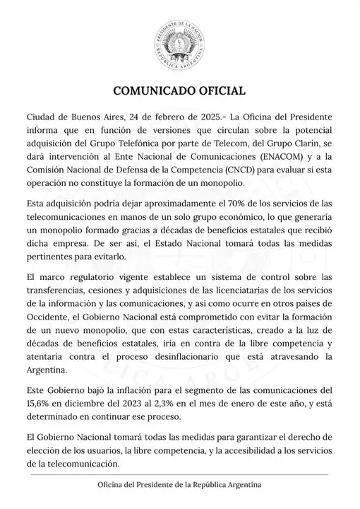 El comunicado/