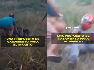 La reacci�n de la mujer pasa del p�nico a la sorpresa total.