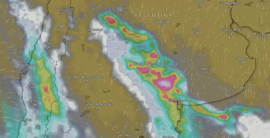 Nubes y tormentas en el centro del pa�s el viernes 7 de marzo a las 09.51.