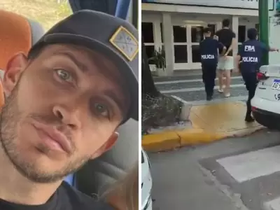 Santiago lleg� esposado a la fiscal�a.