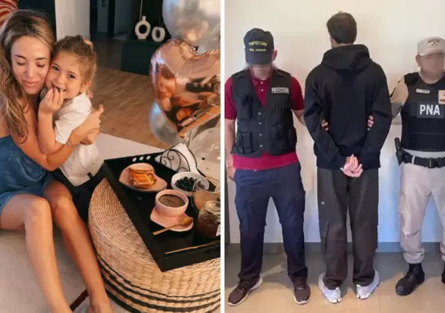 A la izquierda, la modelo arrancando su cumplea�os N�40 junto a su hija. A la derecha, su ex marido, recientemente esposado.