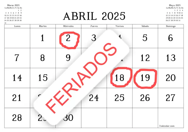 Feriados de abril de 2025.