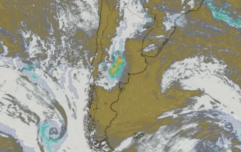Nubes y tormentas sobre Argentina el mi�rcoles 26 de marzo de 2025 a las 09.38.